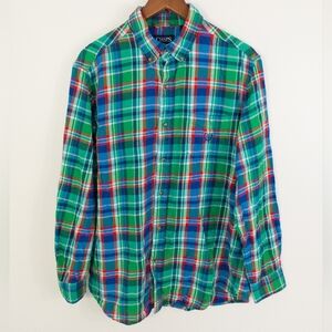 Chaps Brushed Flannel Button Down Plaid Shirt Size Large